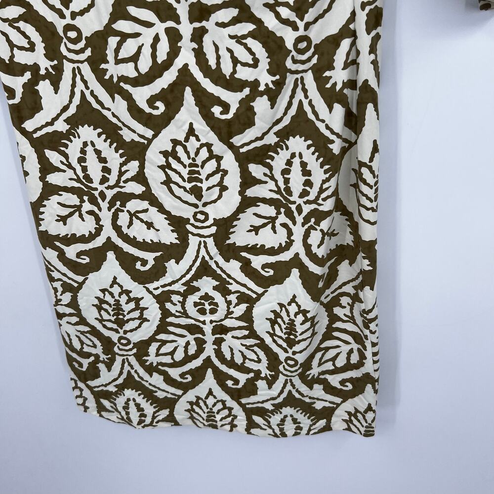 J. McLaughlin printed faux wrap dress damask leaf motif 3/4 sleeve catalina knit - Picture 4 of 8